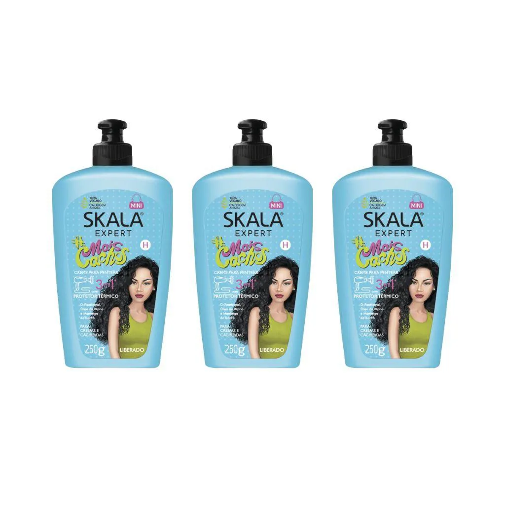 CREME PARA PENTEAR SKALA MAIS CACHOS 250G - KIT C/ 3UN