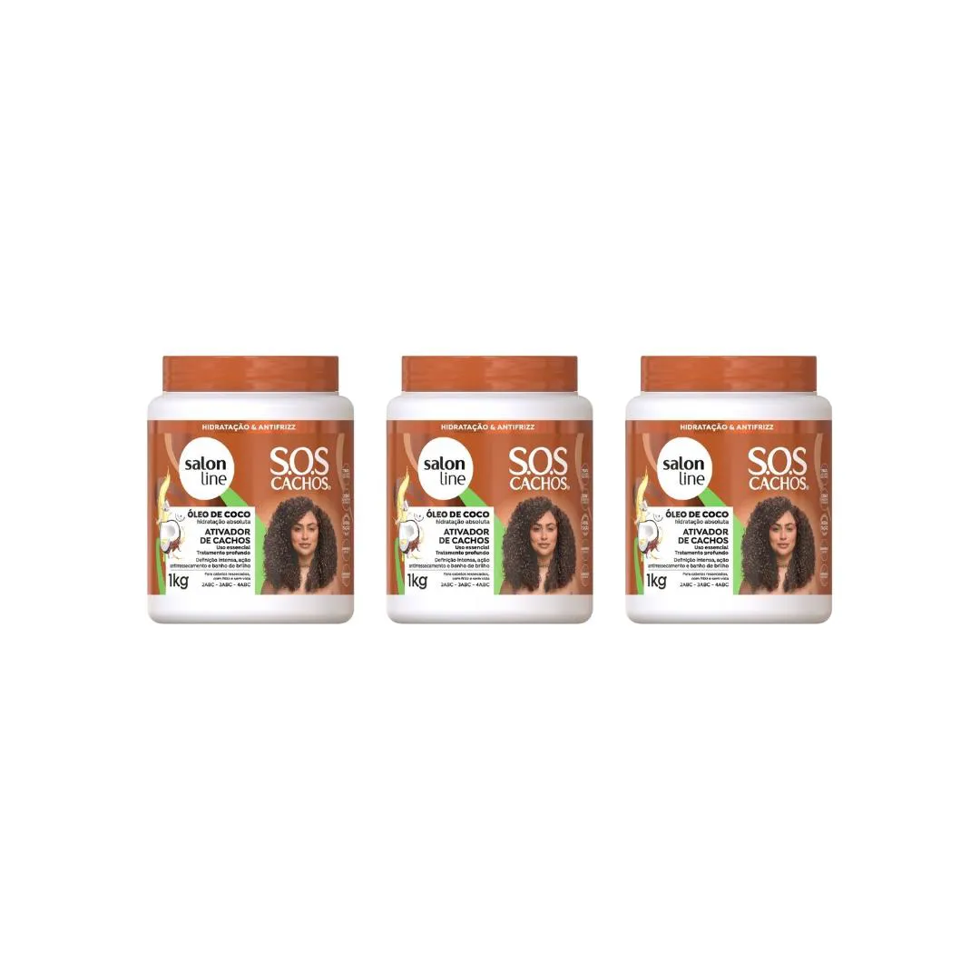 ATIVADOR CACHOS SALON LINE 1KG SOS CACHOS OLEO COCO - 3UN