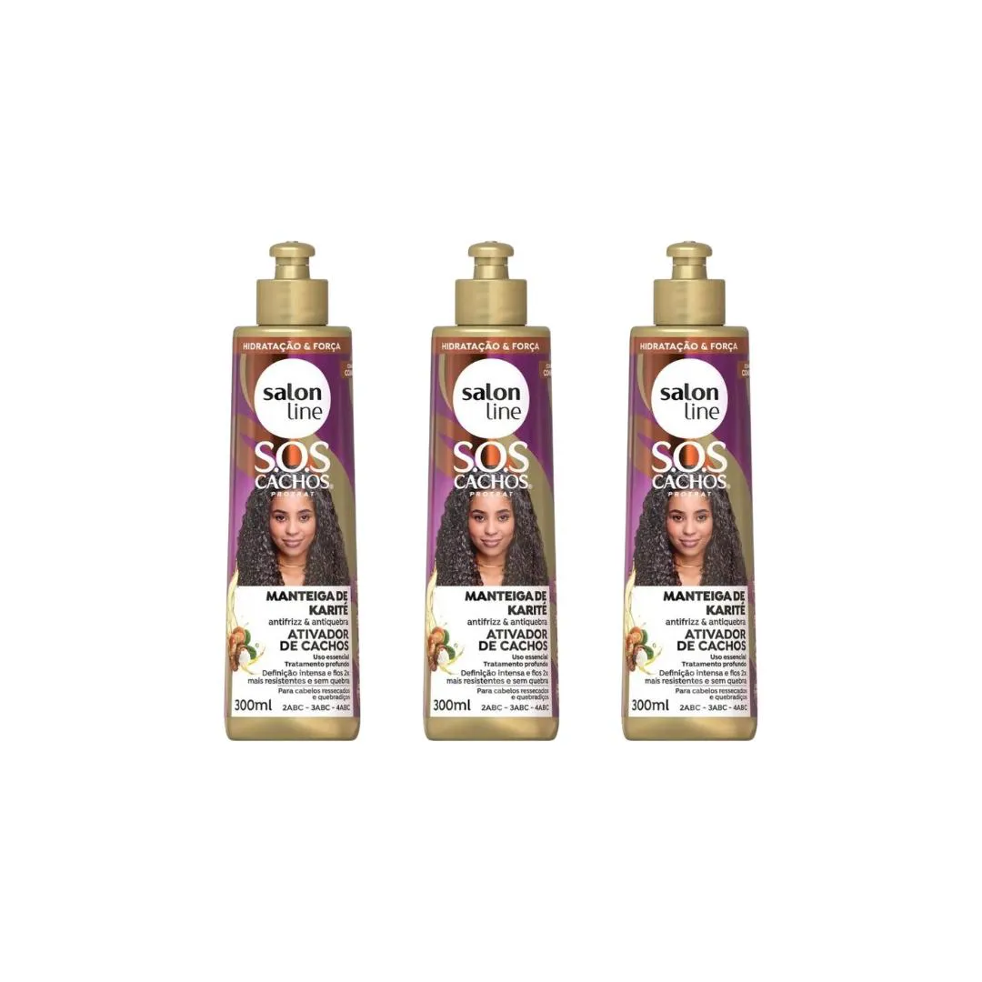 ATIVADOR CACHOS SALON LINE 300ML SOS CACHOS MANT KARITE- 3UN