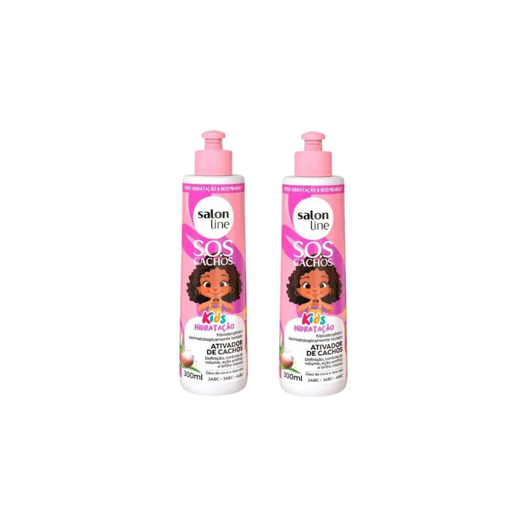 ATIVADOR DE CACHOS SALON LINE 300ML KIDS - KIT C/2UN