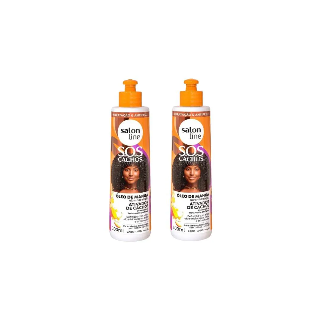 ATIVADOR DE CACHOS SALON LINE 300ML OLEO DE MANGA- KIT C/2UN
