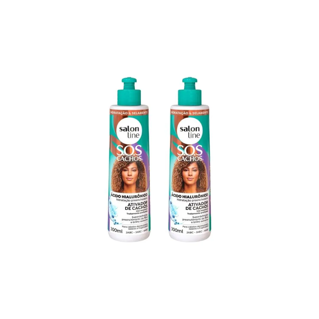 ATIVADOR DE CACHOS SALON LINE 300ML SOS CACHOS HIALUR - 2UN
