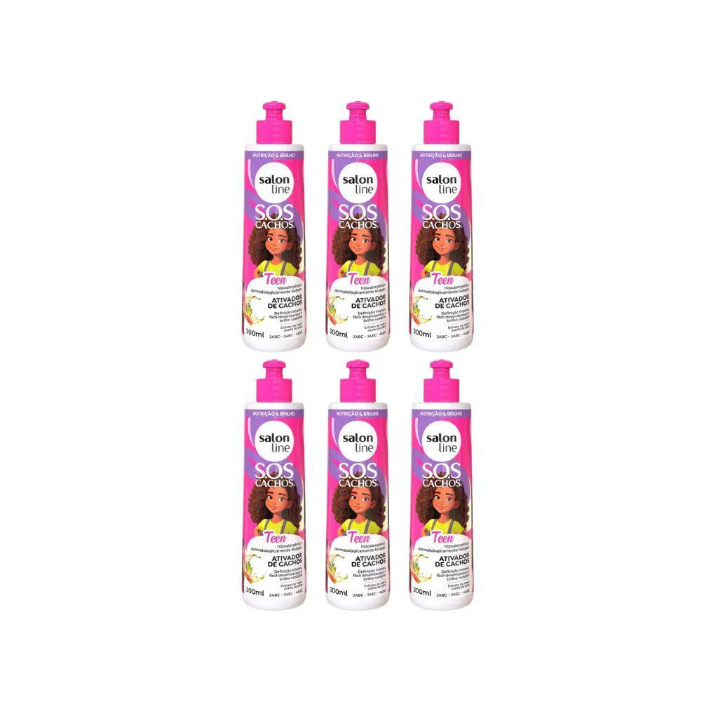 ATIVADOR DE CACHOS SALON LINE 300ML TEEN - KIT C/6UN