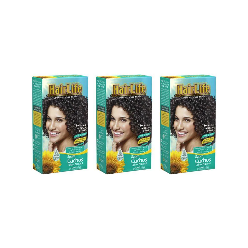 CREME ALISANTE HAIRLIFE SUPER CACHOS SOLTO E NAT 180G - KIT C/ 3UN