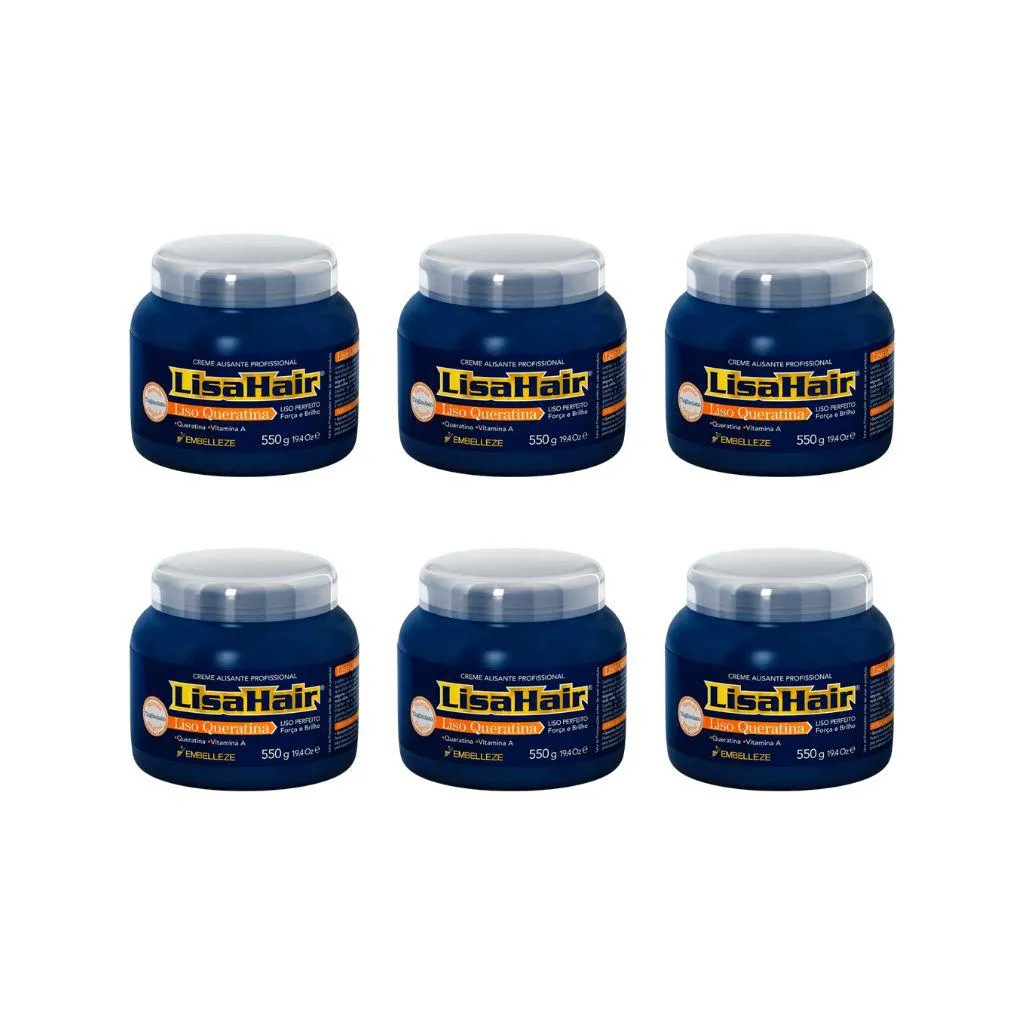 CREME ALISANTE LISAHAIR LISO QUERATINA 550G - KIT C/6UN