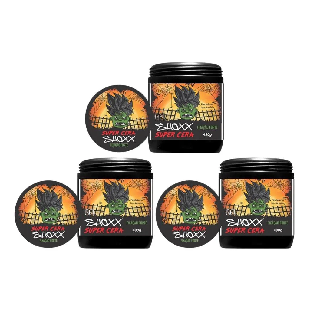 GEL CERA FIXADOR SHOXX SUPER CERA 490G - KIT C/ 3UN