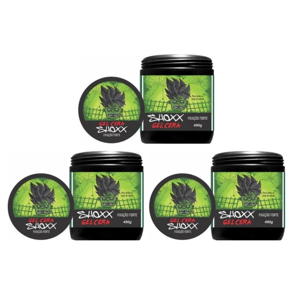 GEL CERA FIXADOR SHOXX 490G - KIT C/ 3UN