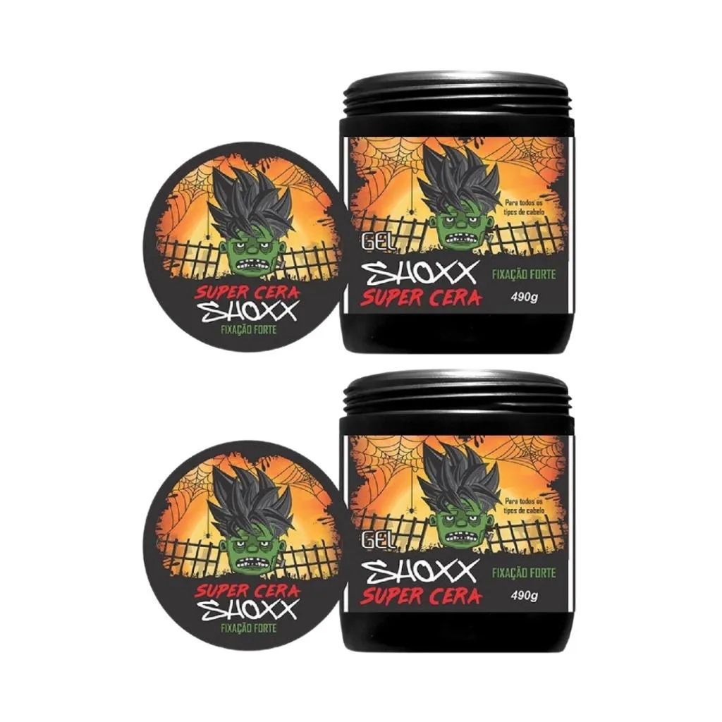 GEL CERA FIXADOR SHOXX SUPER CERA 490G - KIT C/ 2UN