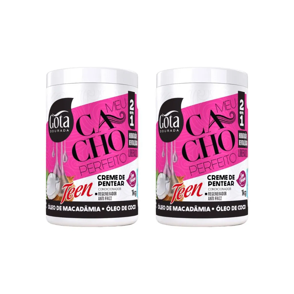 CREME PARA PENTEAR GOTA DOURADA OLEO MACAD/COC 1KG-KIT C/2UN