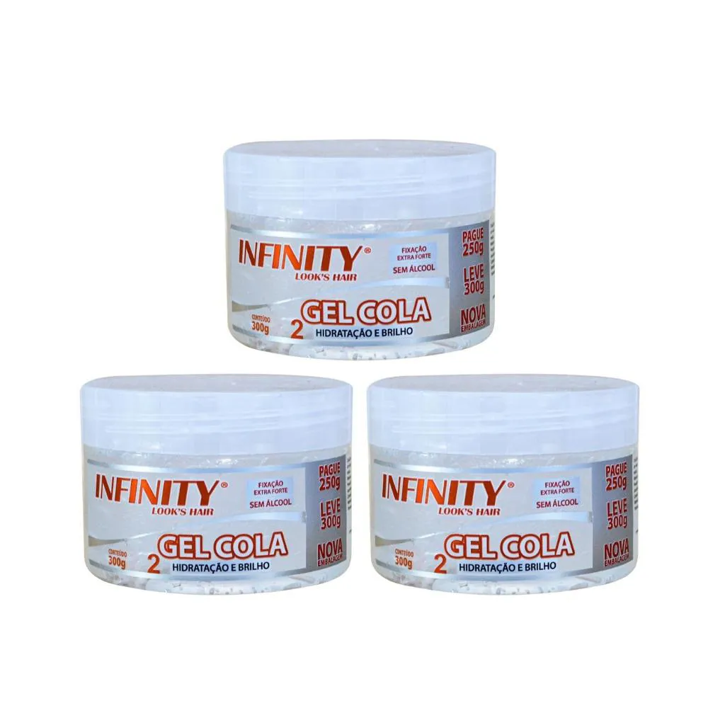 GEL COLA INFINITY LOOKS INCOLOR 300G - KIT C/ 3UN