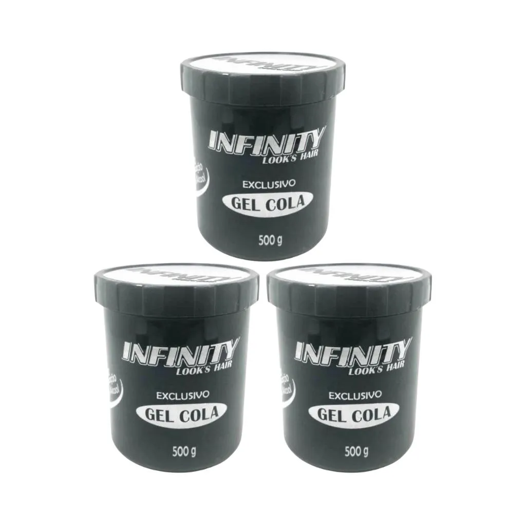 GEL COLA INFINITY EXCLUSIVO 500G - KIT C/ 3UN