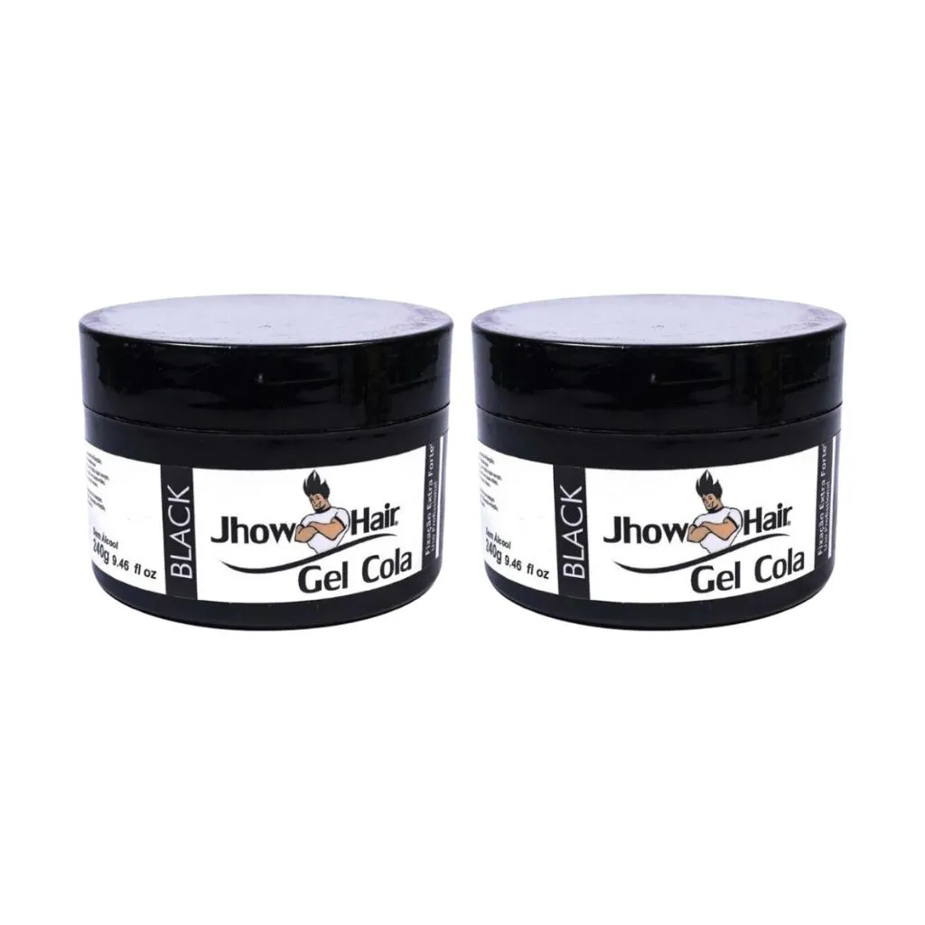 GEL COLA JHOW HAIR 240G  BLACK EXTRA FORTE - KIT C/ 2UN
