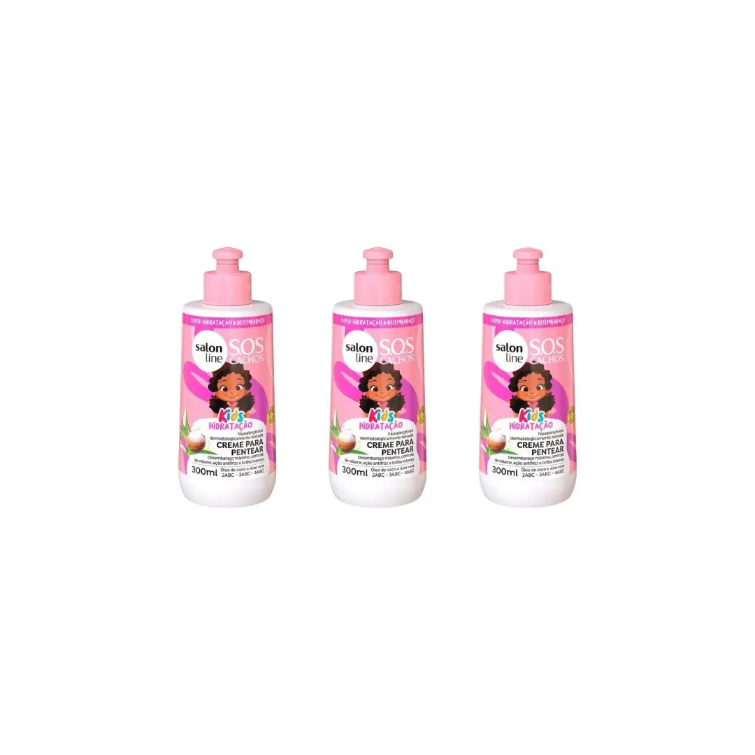 CREME PARA PENTEAR SALON LINE 300ML SOS KIDS CACHOS - 3UN