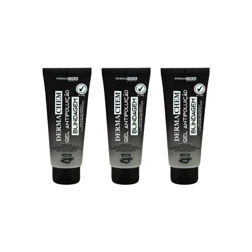 GEL FACIAL DERMACHEM 100G ANTIPOLUICAO BLINDAGEM - KIT C/3UN