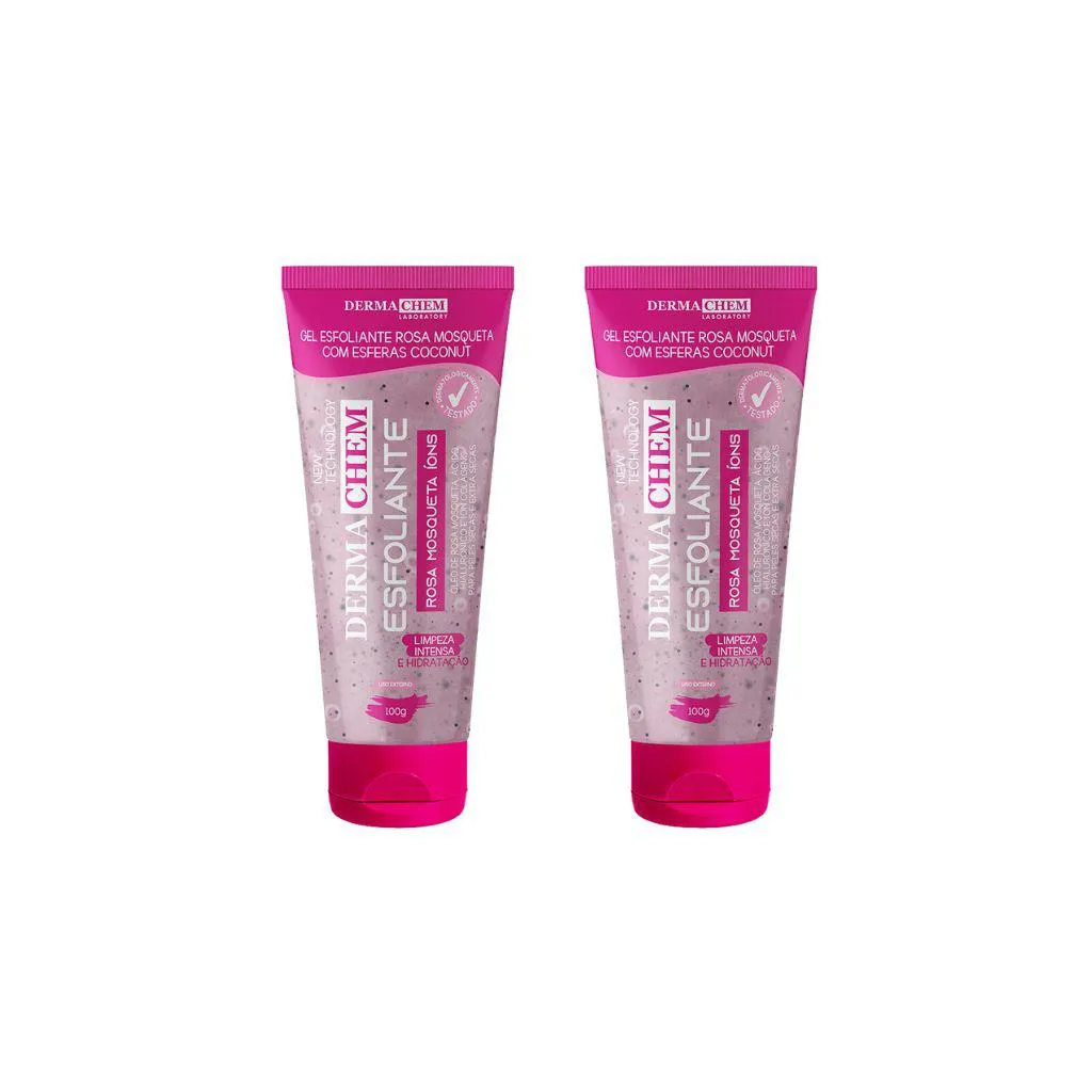 GEL FACIAL DERMACHEM ESFOLIANTE ROSA MOSQUETA 100G-KIT C/2UN