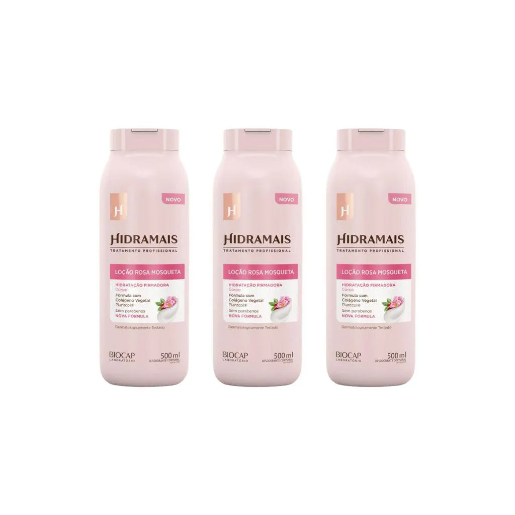 HIDRATANTE CORPORAL HIDRAMAIS 500ML ROSA MOSQUETA-KIT C/ 3UN