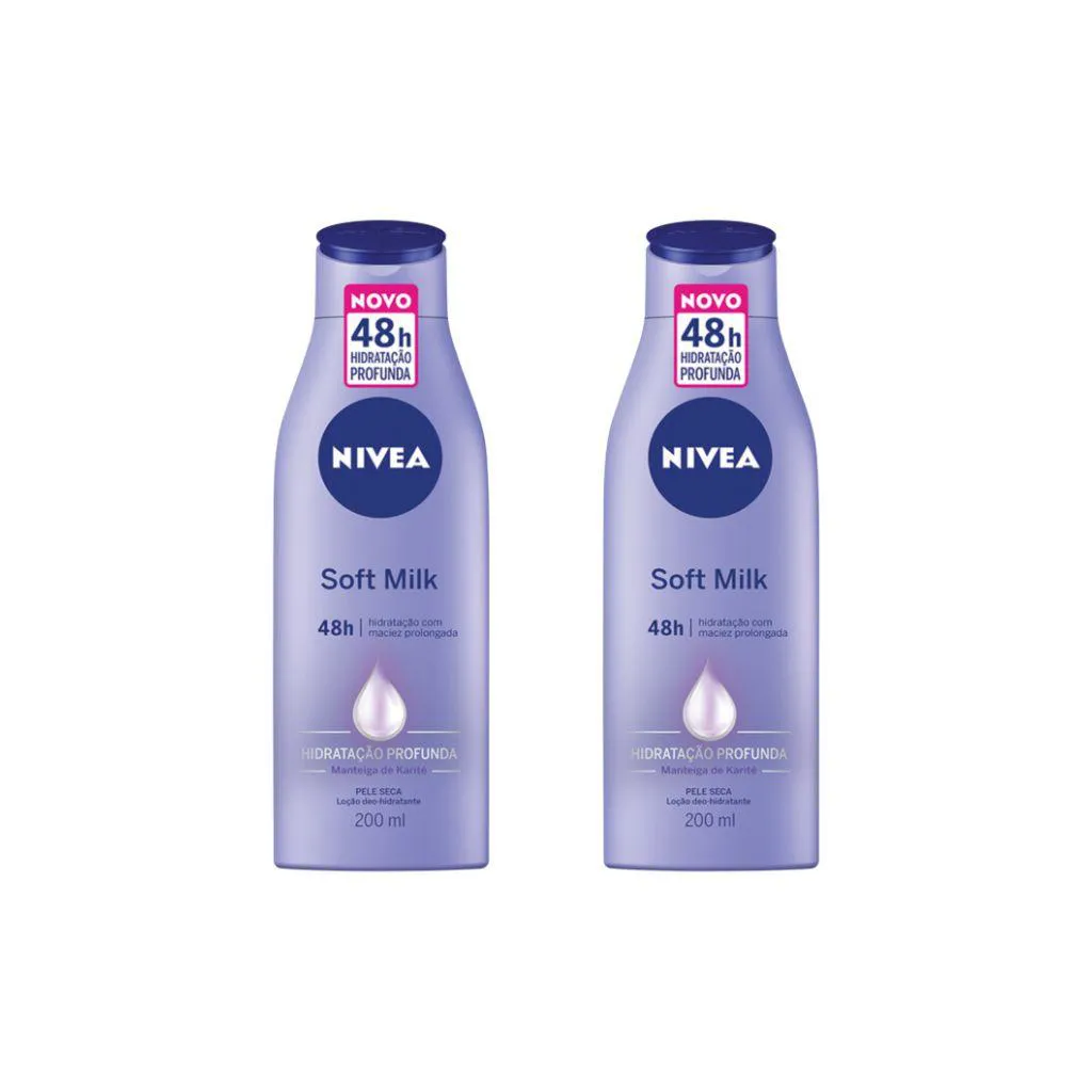 HIDRATANTE CORPORAL NIVEA 200ML SOFT MILK PELE SECA - KIT2UN