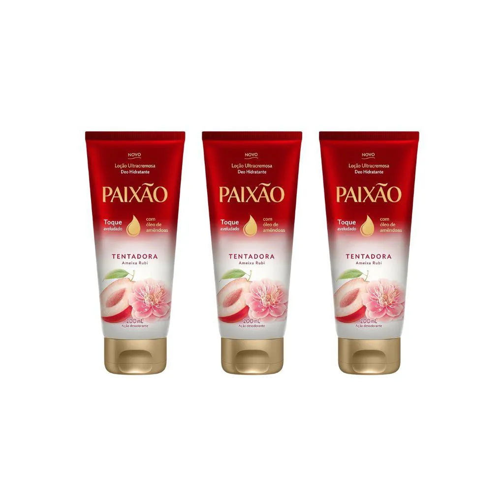 HIDRATANTE CORPORAL PAIXAO BISNAGA 200ML TENTADORA-KIT C/3UN