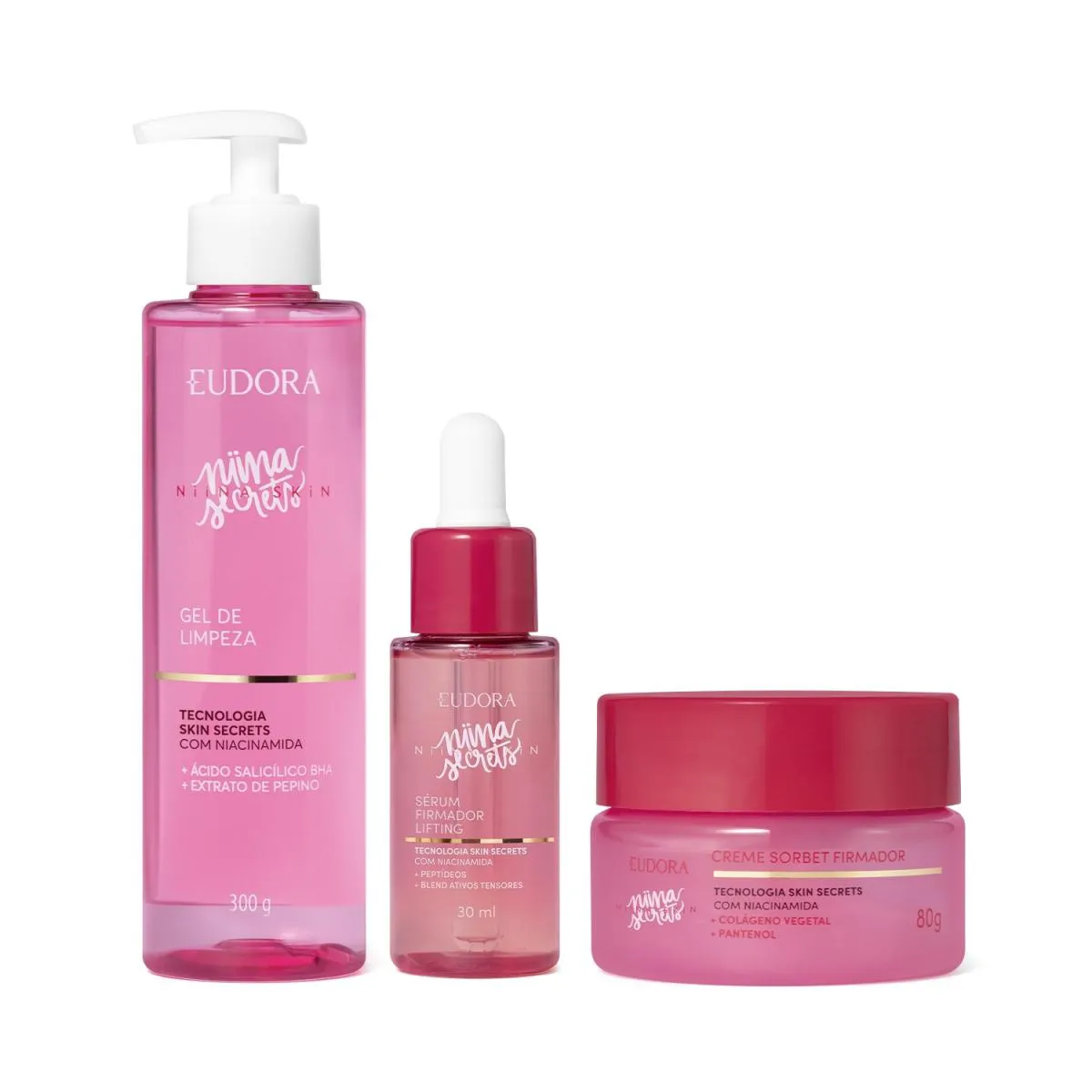 Combo Niina Secrets Skin: Gel De Limpeza 300G + Sérum Firmador Lifting 30Ml + Sorbet Firmador Facial 80G