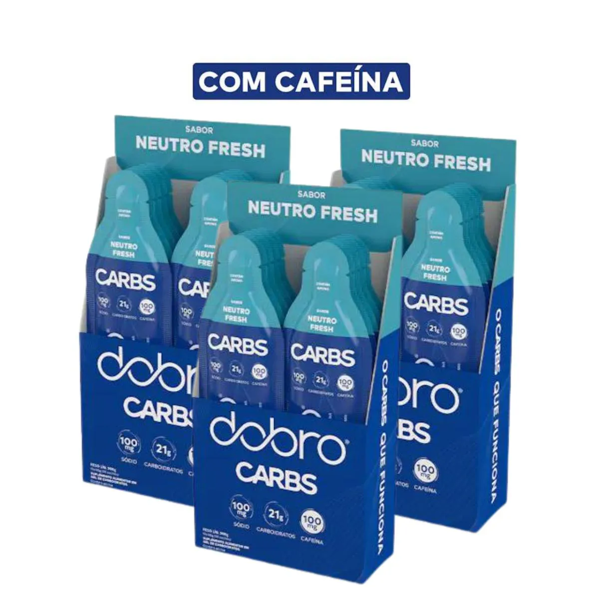 3X CARBS GEL FRESH COM CAFEíNA NEUTRO DOBRO 10 UNIDADES 30G Neutro Fresh COM Cafeina