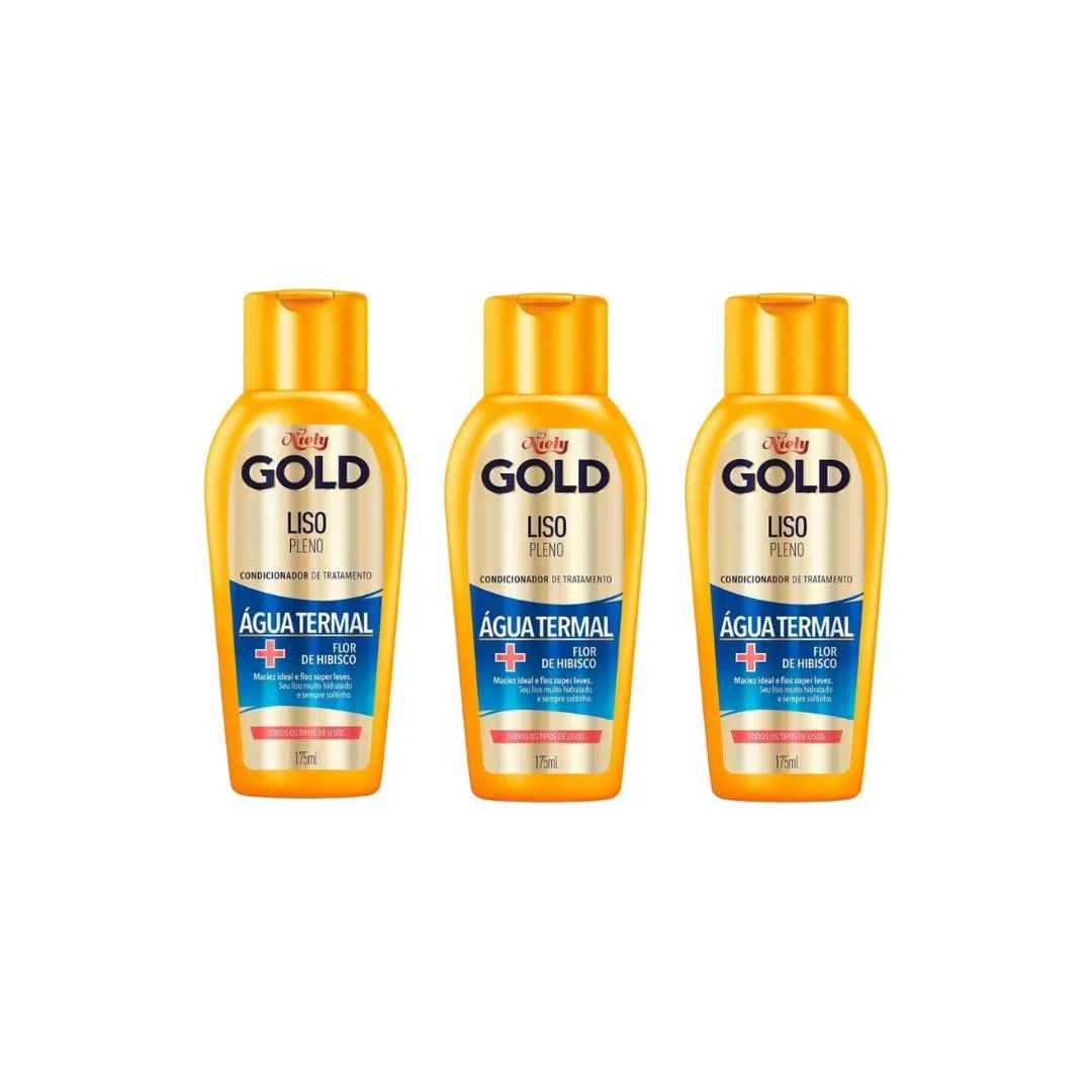 CONDICIONADOR NIELY GOLD 175ML LISO PLENO - KIT C/3UN