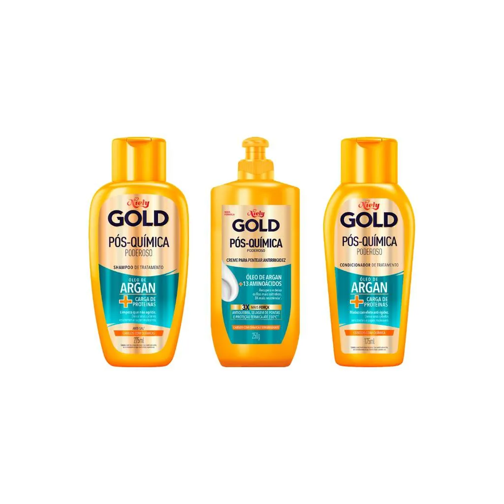 KIT NIELY GOLD POS QUIMICA SHAMPOO+COND+CR PENTEAR