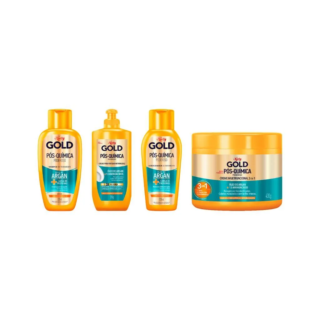KIT NIELY GOLD POS QUIMICA SHAMPOO+COND+PENTEAR+MASCARA