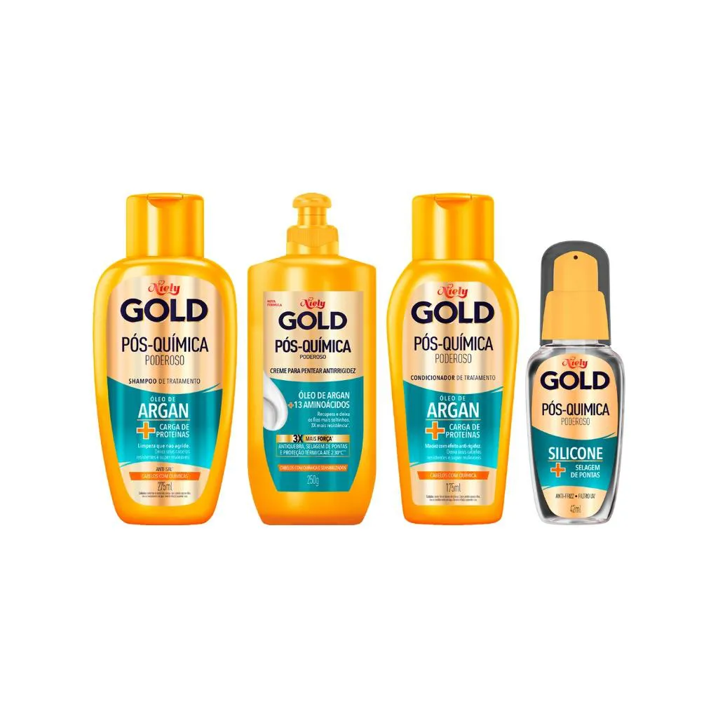 KIT NIELY GOLD POS QUIMICA SHAMPOO +COND+PENTEAR+SILICONE
