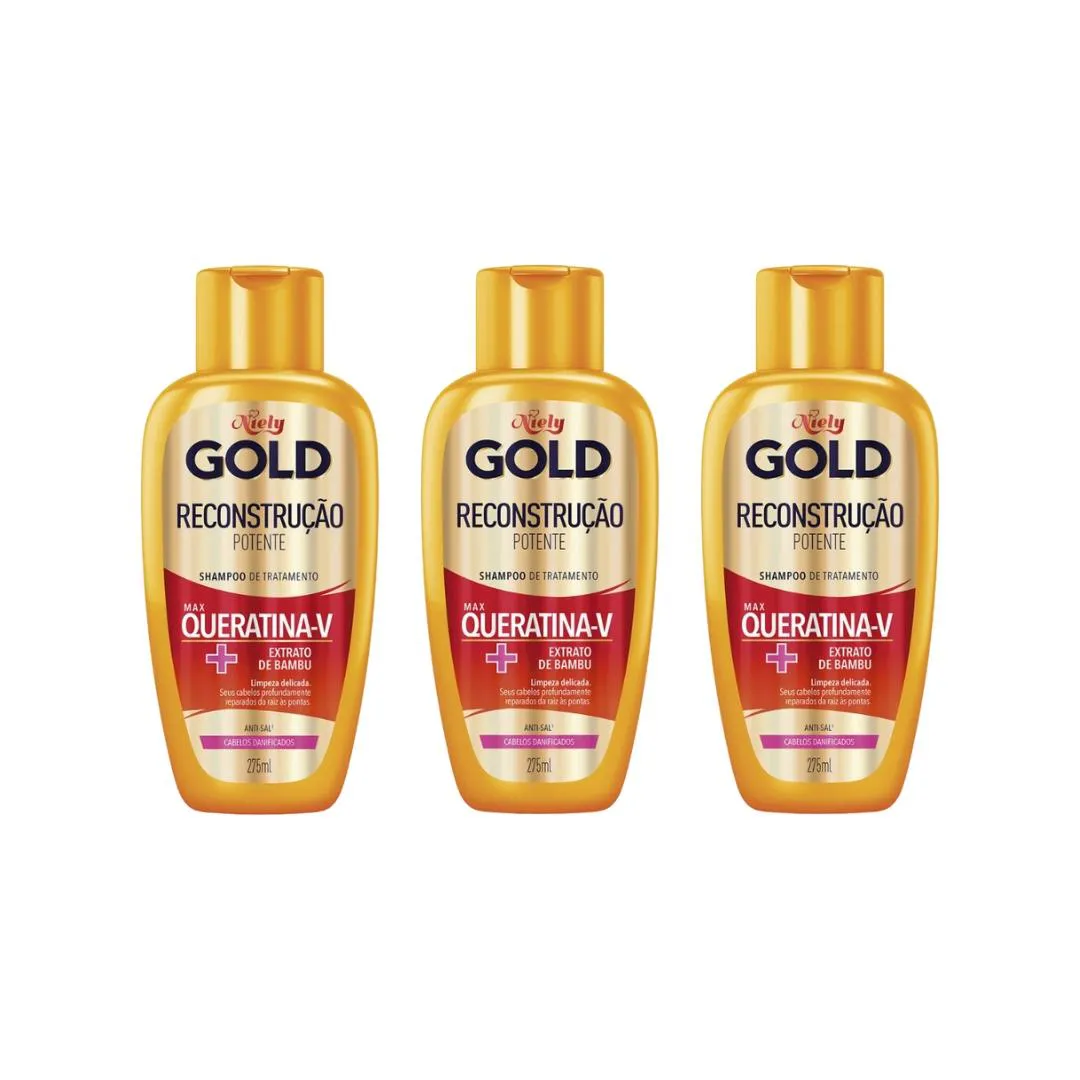 Shampoo Niely Gold Queratina Reparador Reparação Intensiva 275ml