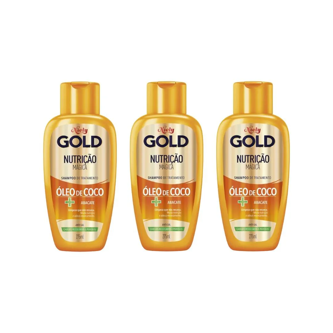 SHAMPOO NIELY GOLD 275ML NUTRIçAO PODEROSA - KIT C/3UN