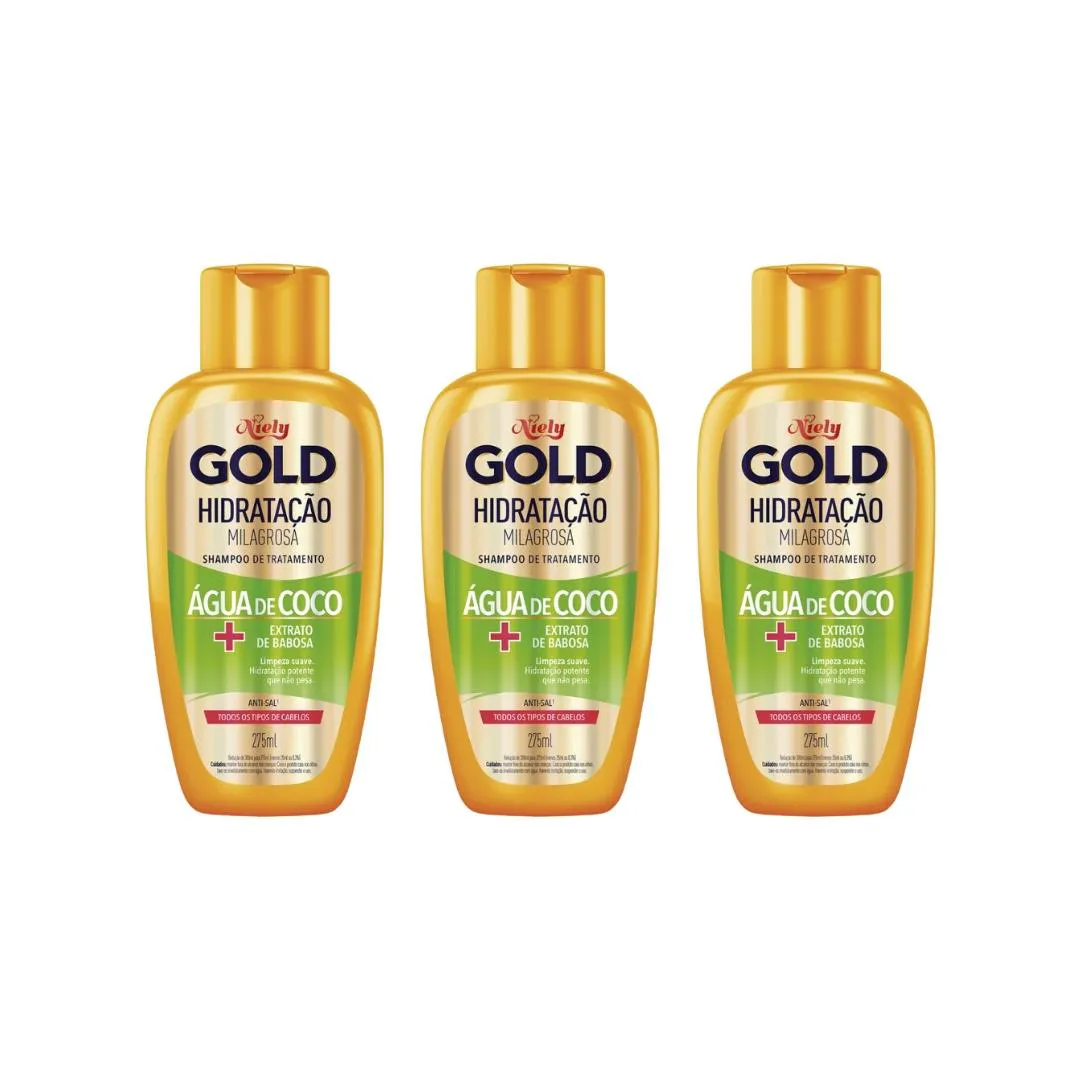 Shampoo Niely Gold Água de Coco Hidratação Profunda 275ml