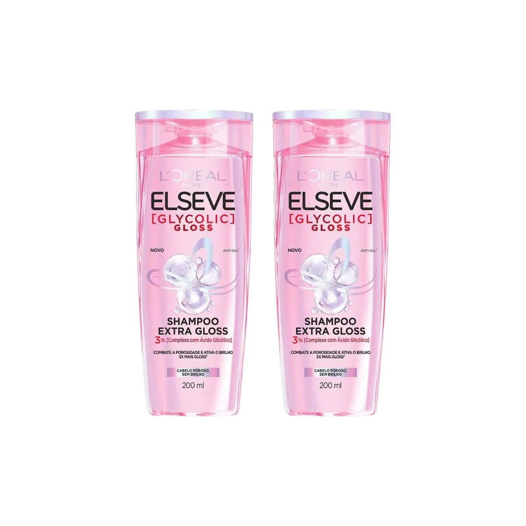SHAMPOO ELSEVE 200ML GLYCOLIC GLOSS - KIT C/2UN