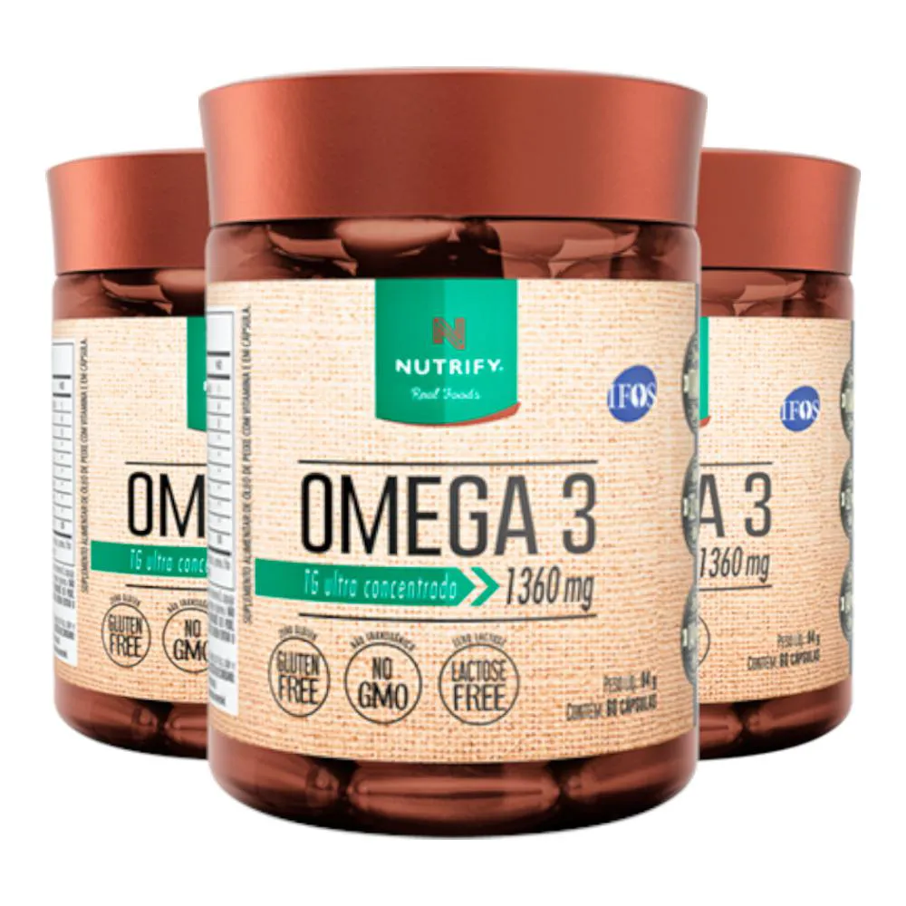 KIT 3 ÔMEGA 3 TG ULTRA NUTRIFY 60 CáPSULAS