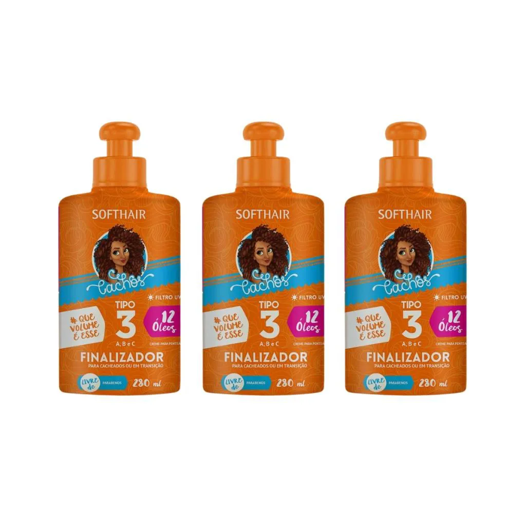 CREME PARA PENTEAR SOFT HAIR 280ML CACHOS T3 - KIT C/ 3UN