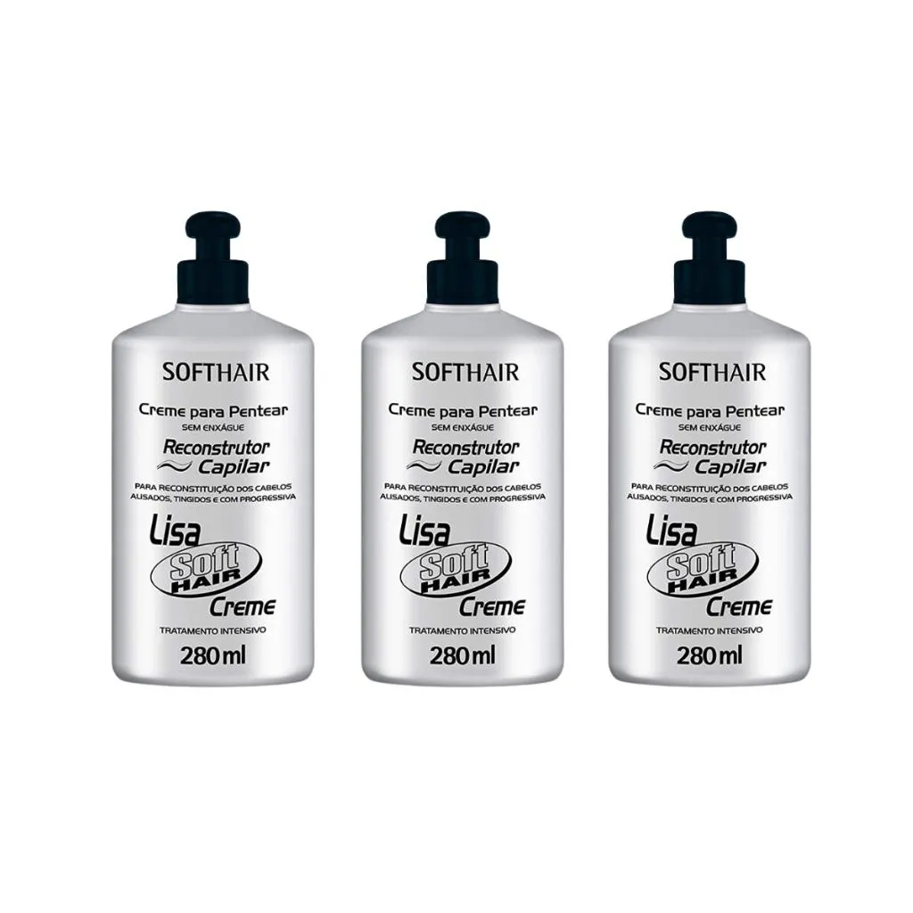 CREME PARA PENTEAR SOFT HAIR 280ML RECONSTRUTOR - KIT C/ 3UN