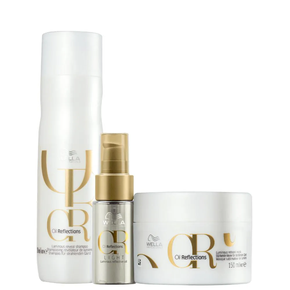 Kit Oil Reflections Wella - Shampoo 250 ml + Oleo Light 100 ml + Máscara 150 ml