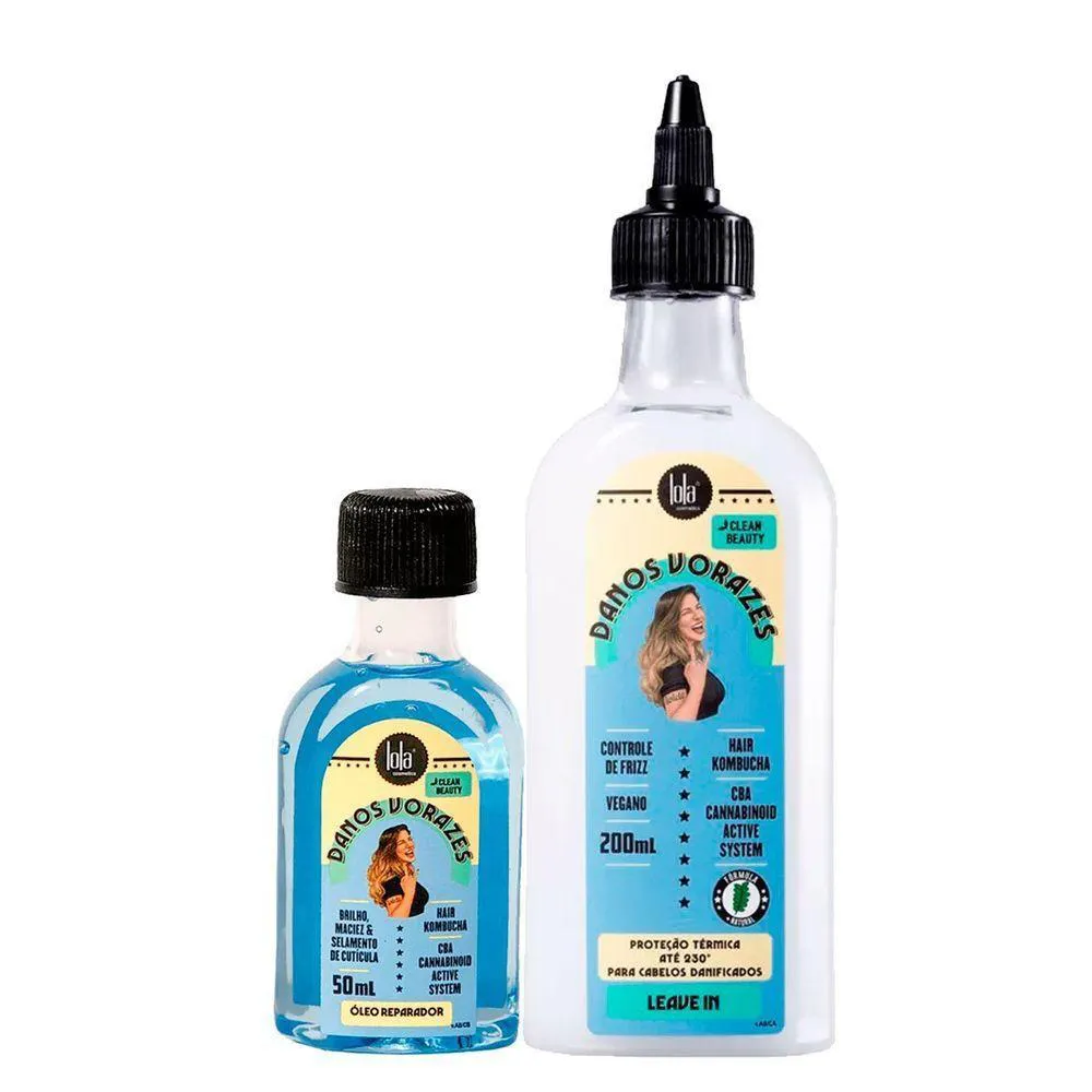 KIT REPARAçãO INTENSIVA OLEO E LEAVE-IN DANOS VORAZES LOLA COSMETICOS 200ML