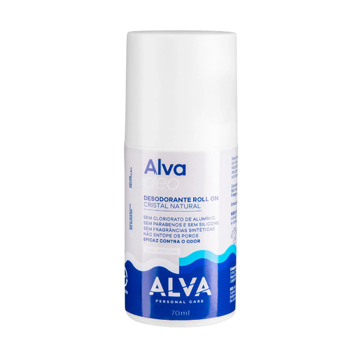 Desodorante Vegano Alva Deo Cristal Natural Roll-On Sem Perfume 70ml