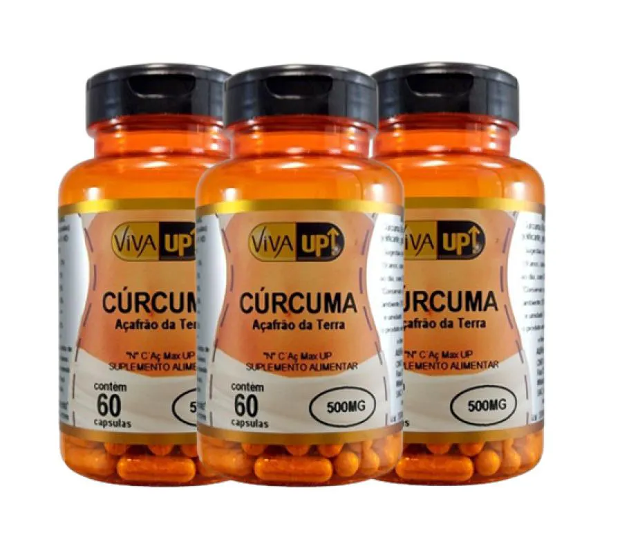 KIT 3 CúRCUMA COM 60 CáPSULAS DE 500 MG VIVA UP