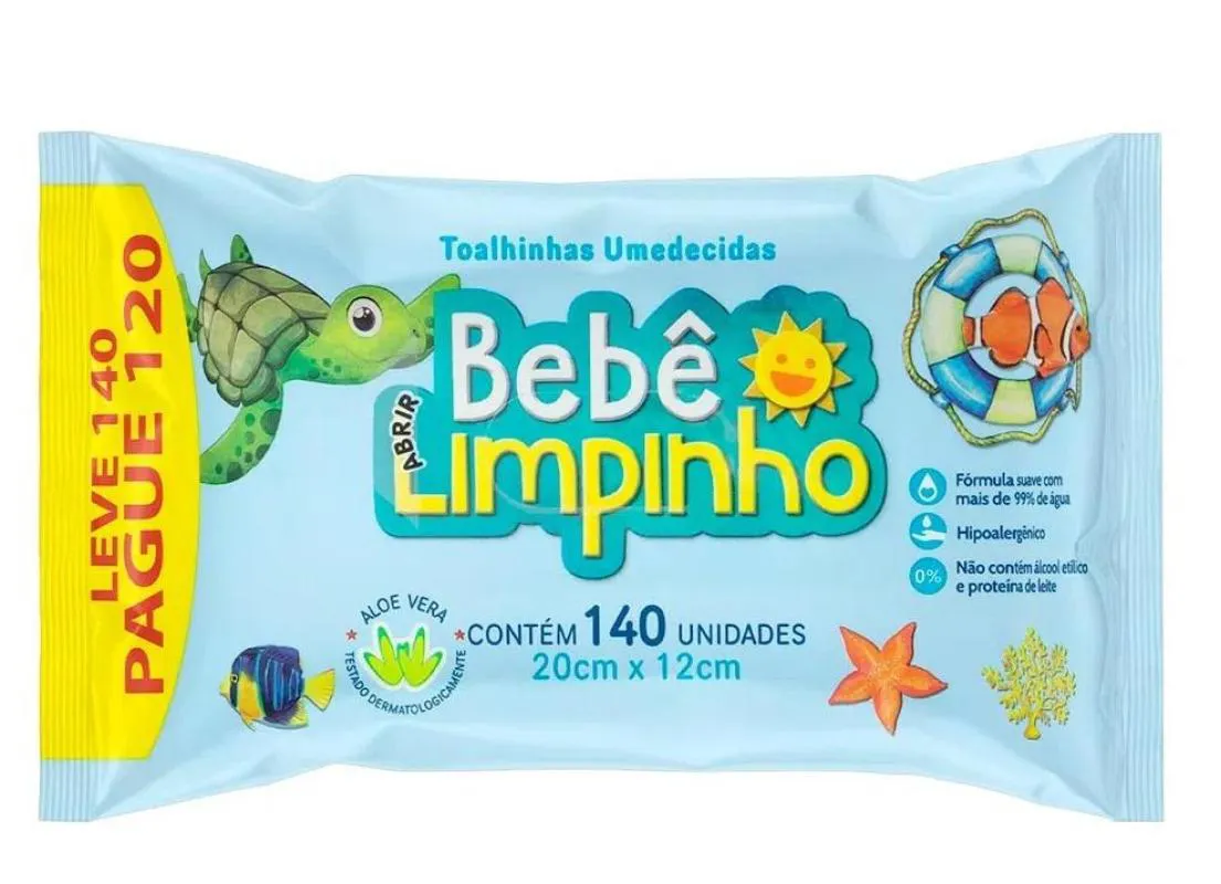 TOALHA UMEDECIDA BEBê LIMPINHO 140UN