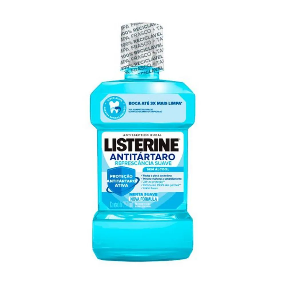 LISTERINE 250ML ANTITARTARO REFRESCANCIA SUAVE  MENTA SEM ALCOOL