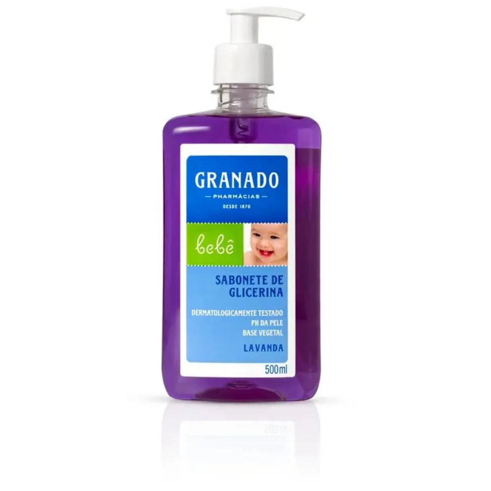 SABONETE LíQUIDO DE GLICERINA GRANADO LAVANDA PARA BEBê EM FRASCO DE 250ML