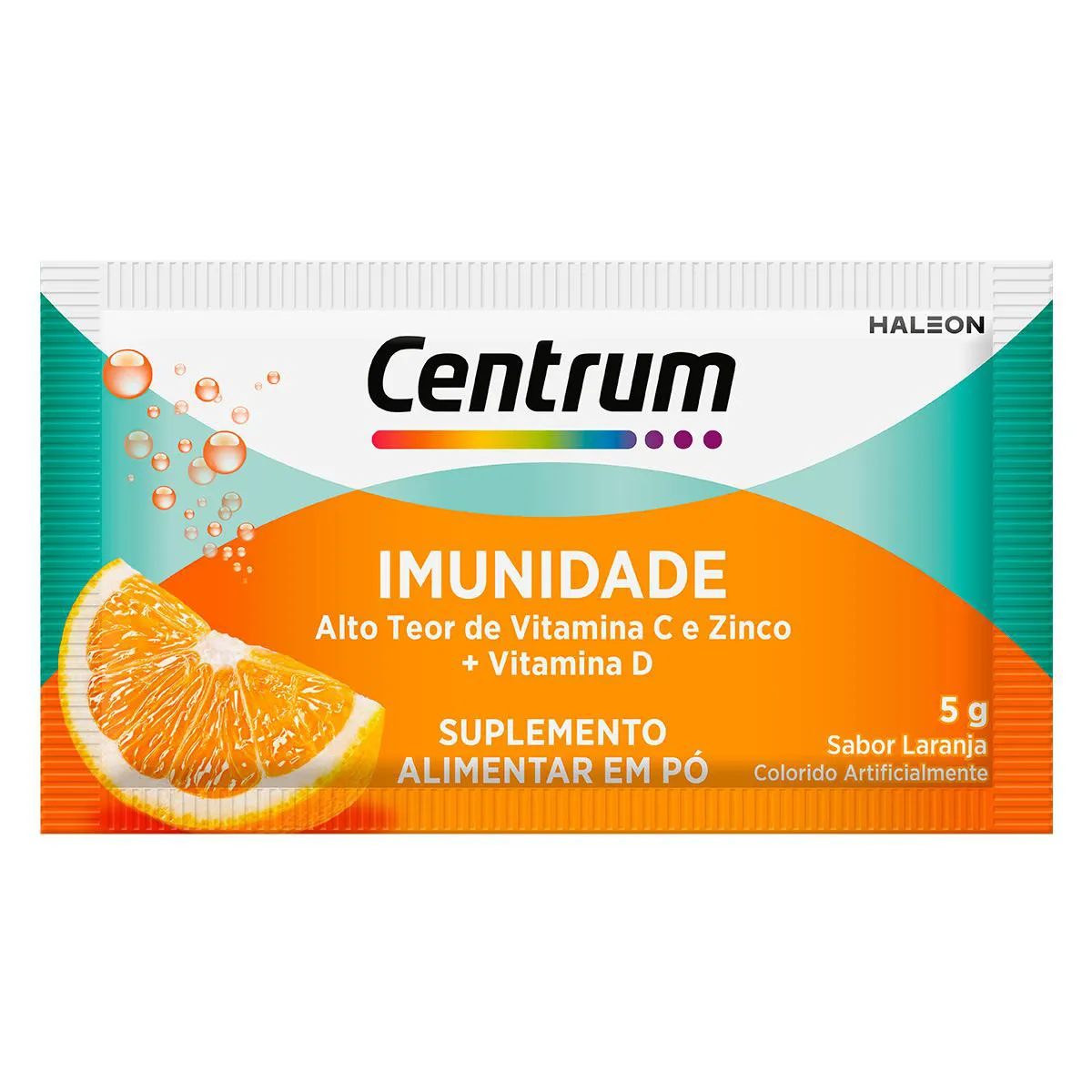 Vitamina C Efervescente em Pó Centrum Imunidade Vitaminas C, D e Zinco Laranja 5g