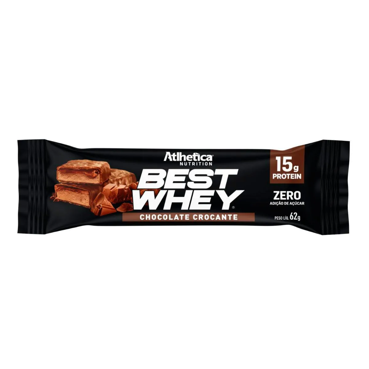 Barra de Proteína Best Whey Athletica Nutrition 15g Protein Chocolate Crocante 62g