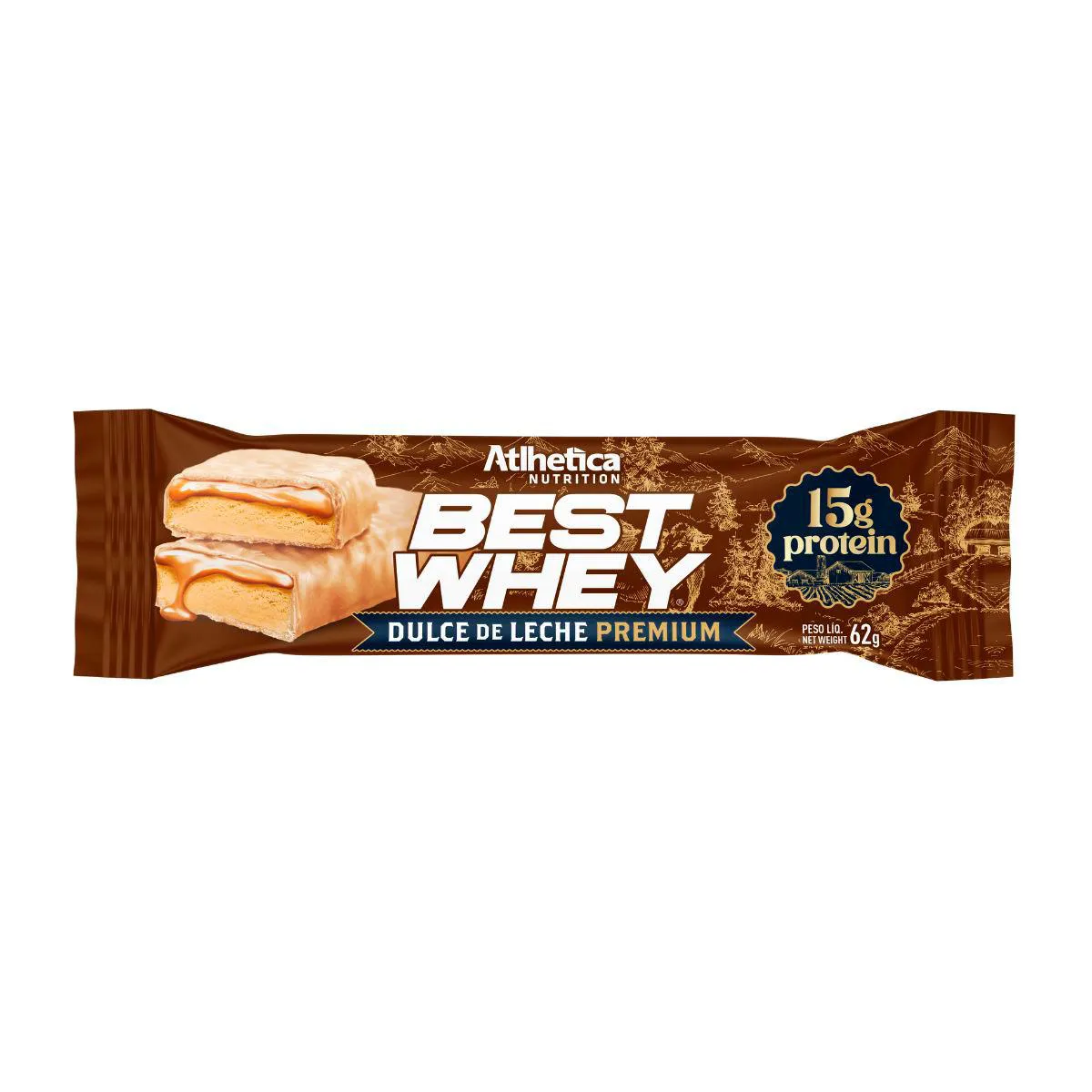 Barra de Proteína Best Whey Athletica Nutrition 15g Protein Doce de Leite 62g