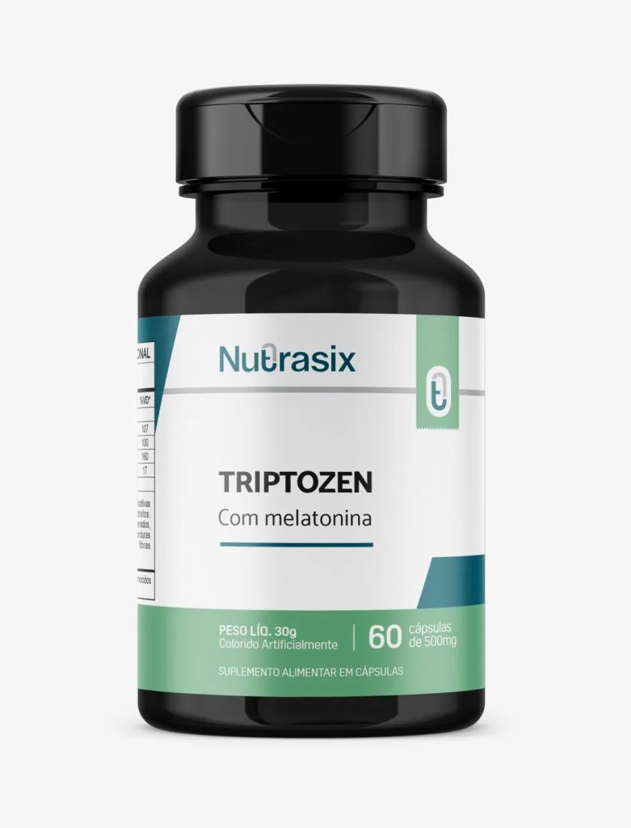 TRIPTOZEN - L-TRIPTOFANO + MELATONINA + VITAMINAS E MINERAIS - 60 CÁPSULAS - NUTRASIX