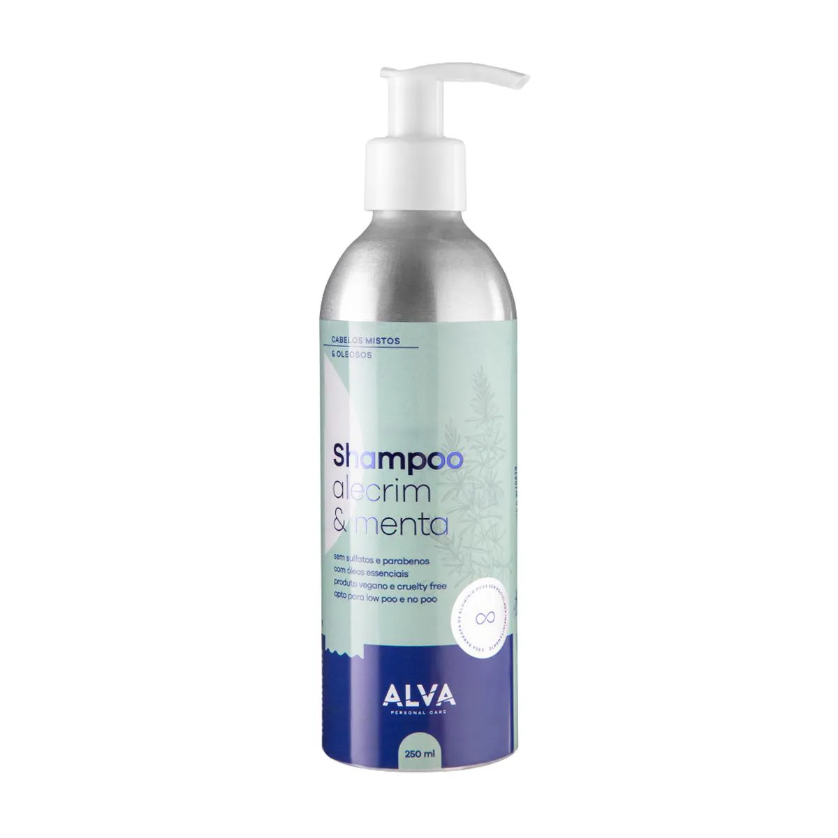 Shampoo Vegano Alva Alecrim e Menta Cabelos Mistos e Oleosos 250ml