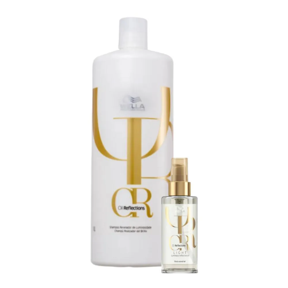KIT WELLA OIL REFLECTIONS SHAMPOO 1L + ÓLEO CAPILAR OIL REFLECTIONS LIGHT 100ML