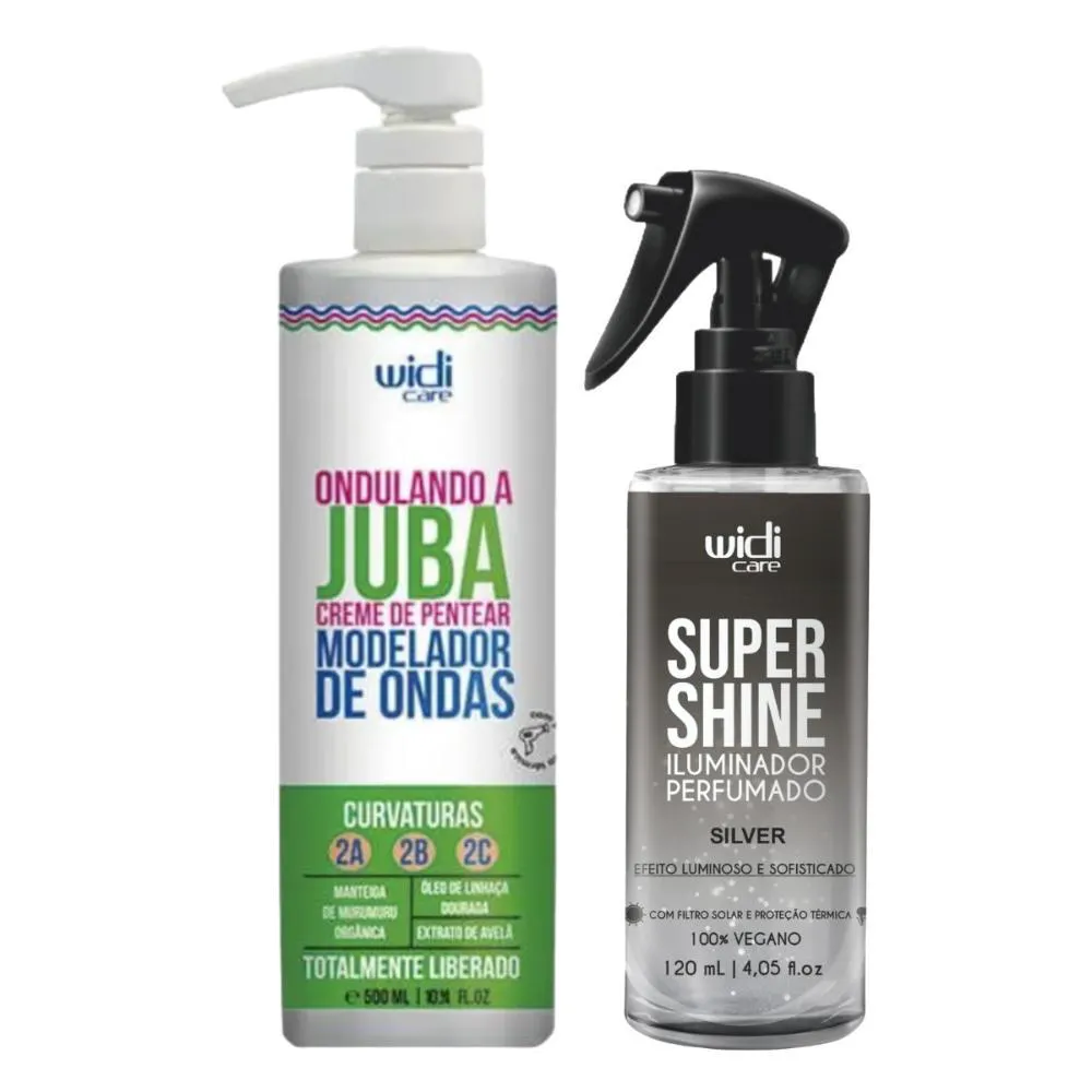 KIT WIDI CARE CREME DE PENTEAR ONDULANDO A JUBA + SUPER SHINE SILVER ILUMINADOR PERFUMADO 120ML
