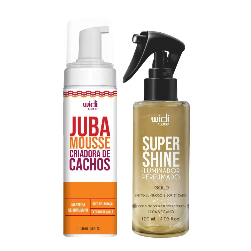 KIT WIDI CARE MOUSSE CRIADOR DE CACHOS 200ML + SUPER SHINE GOLD ILUMINADOR PERFUMADO 120ML